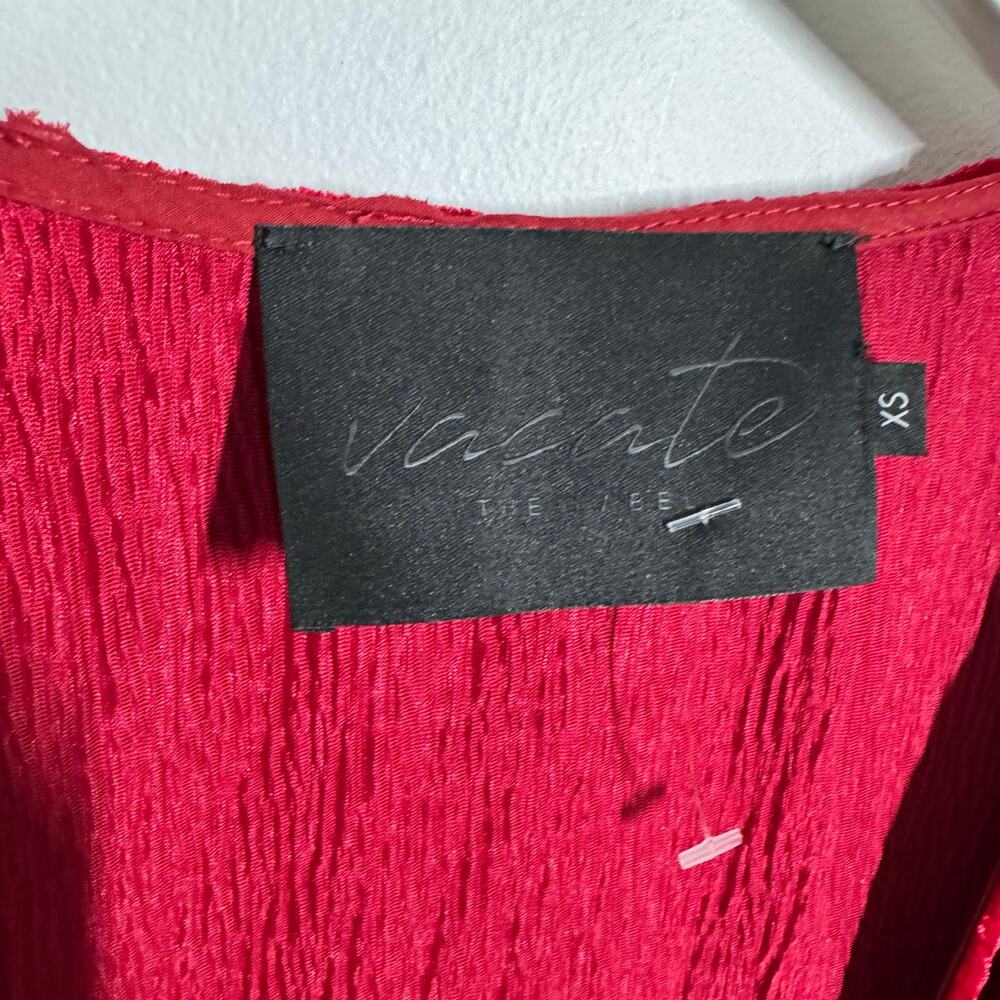 Vacate The Label Dress Women XS Red Velvet Long Sleeve Wrap Dress Holiday Party - Picture 6 of 9
